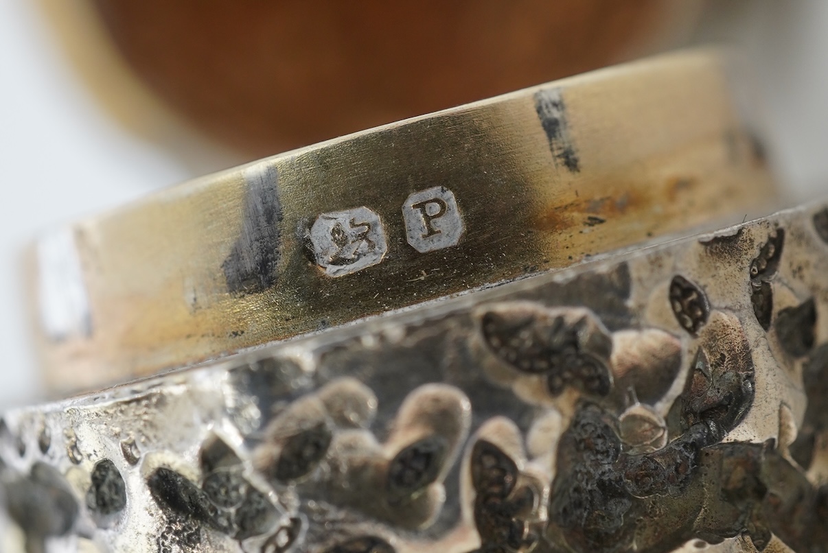 A late Victorian novelty silver scent flask, modelled as a 'gold nugget' by George Ward